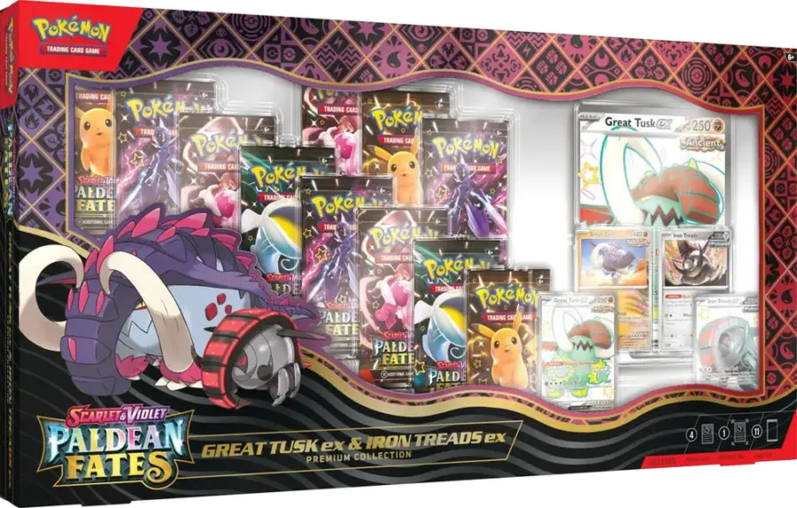 Paldean Fates Great Tusk ex & Iron Treads ex Premium Collection